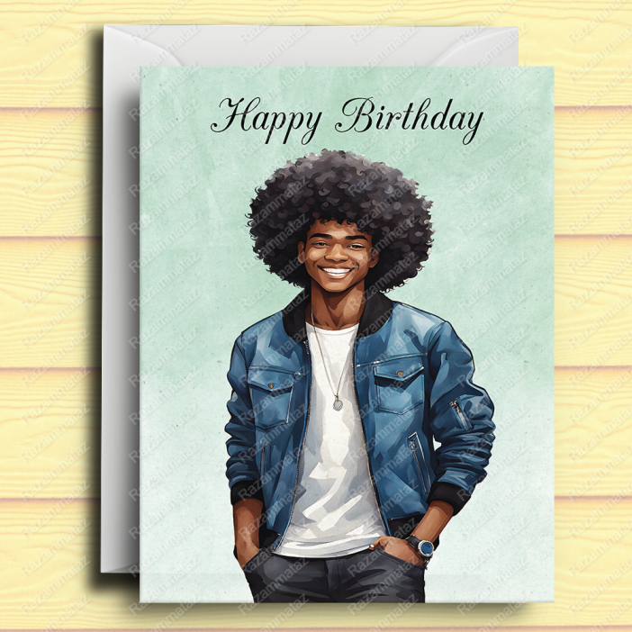 Black Boy Birthday Card W